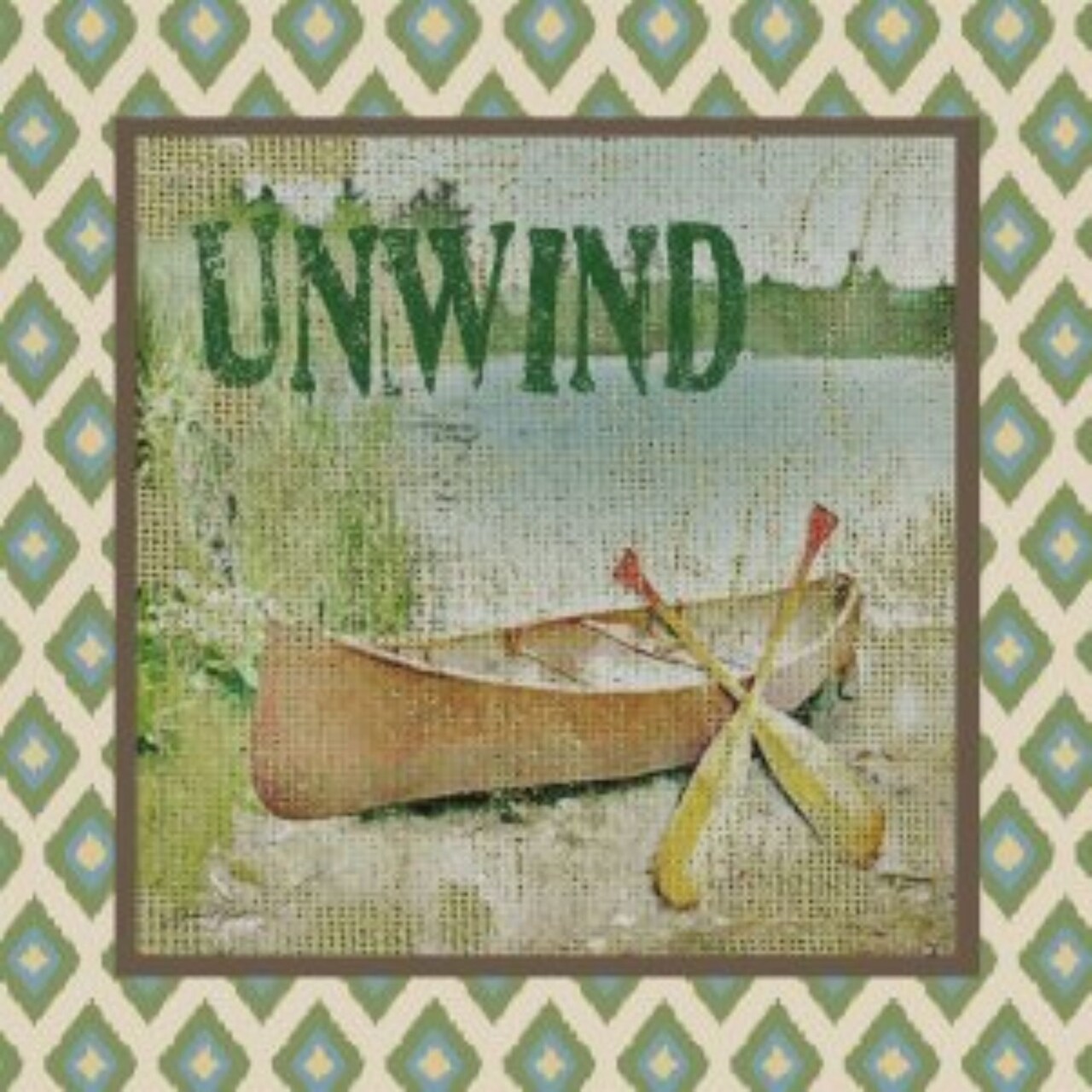 Outdoor Living and Style Brown and Green Unwind Outdoor Canvas Square Wall Art Decor 24" x 24"